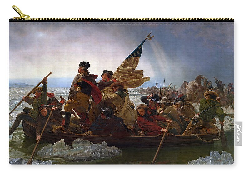 Washington Crossing The Delaware Zip Pouch featuring the painting Washington Crossing The Delaware by Emanuel Leutze