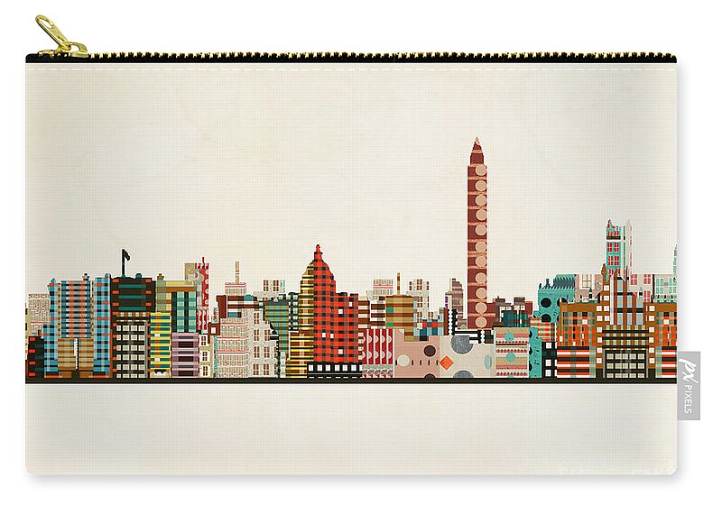 Washington Dc Zip Pouch featuring the painting Washington Dc Skyline #1 by Bri Buckley