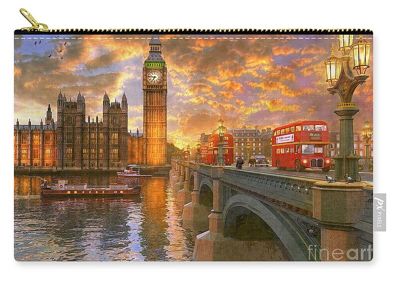 London Zip Pouch featuring the digital art Westminster Sunset #1 by MGL Meiklejohn Graphics Licensing