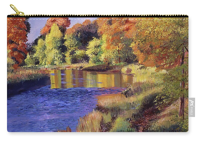 Landscape Zip Pouch featuring the painting Whispering River #1 by David Lloyd Glover