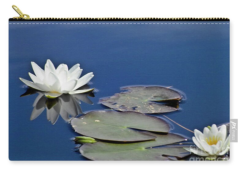Water Llilies Zip Pouch featuring the photograph White Water Lily #2 by Heiko Koehrer-Wagner