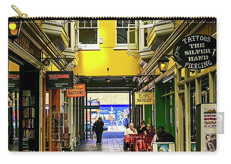 Arcade Zip Pouch featuring the photograph Windham shopping Arcade Cardiff #1 by Chris Smith