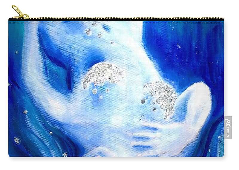 Winter Fantasy Zip Pouch featuring the painting Winter fantasy #1 by Chirila Corina