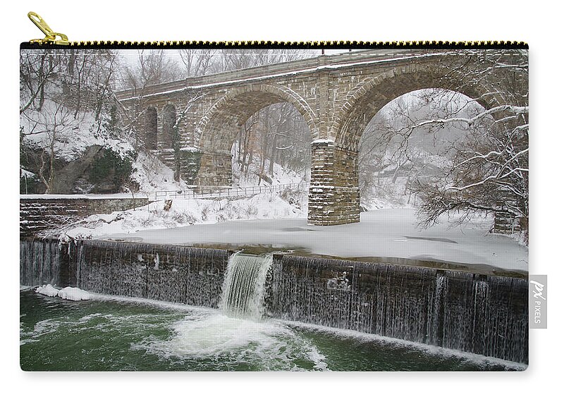 Winter Zip Pouch featuring the photograph Winter Wonderland along the Wissahickon Creek #1 by Bill Cannon