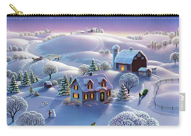 Winter Night Zip Pouch featuring the painting Winter Night by Robin Moline