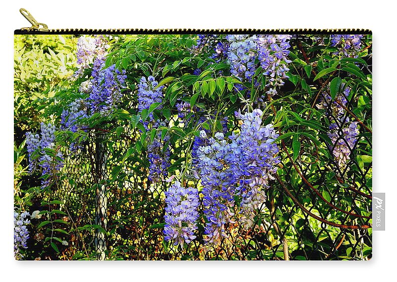 Chain Link Fence Zip Pouch featuring the photograph Wisteria #2 by Betty-Anne McDonald
