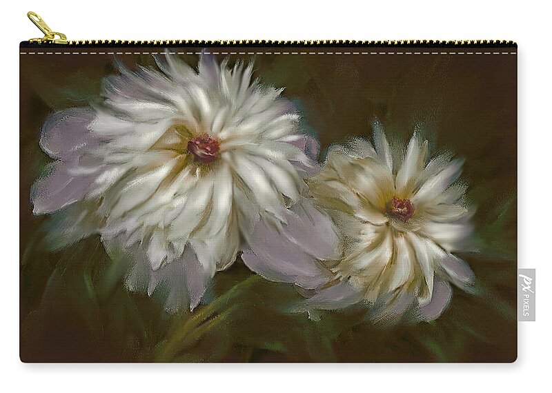 Peony Zip Pouch featuring the digital art Withering Peony #1 by Bonnie Willis