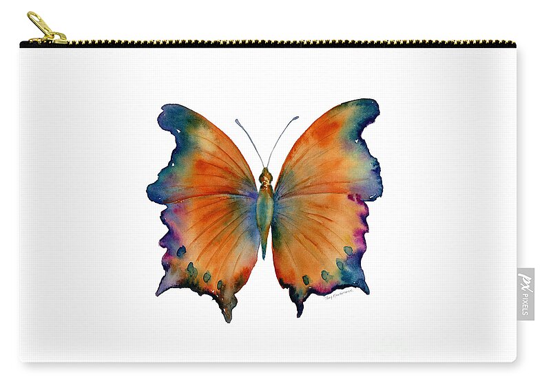 Wizard Butterfly Butterfly Butterflies Butterfly Print Butterfly Card Butterfly Cards Orange Orange And Blue Orange And Purple Orange Butterfly Nature Wings Winged Insect Nature Watercolor Butterflies Watercolor Butterfly Watercolor Moth Orange Butterfly Face Mask Zip Pouch featuring the painting 1 Wizard Butterfly by Amy Kirkpatrick