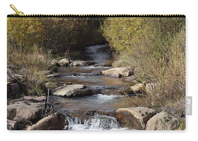 Water Zip Pouch featuring the photograph Waterfall Westcliffe CO by Margarethe Binkley