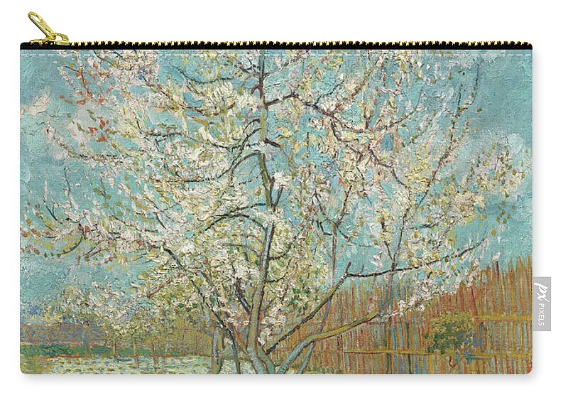 The Pink Peach Tree Zip Pouch featuring the painting The Pink Peach Tree by Vincent Van Gogh