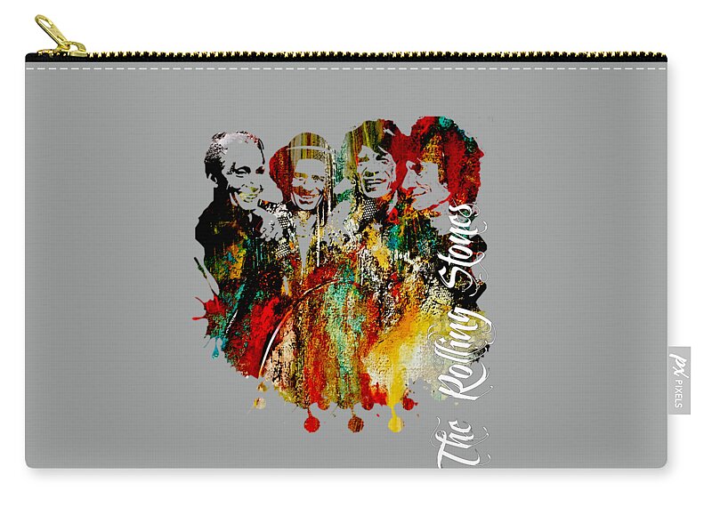 Mick Jagger Zip Pouch featuring the mixed media The Rolling Stones Collection #3 by Marvin Blaine