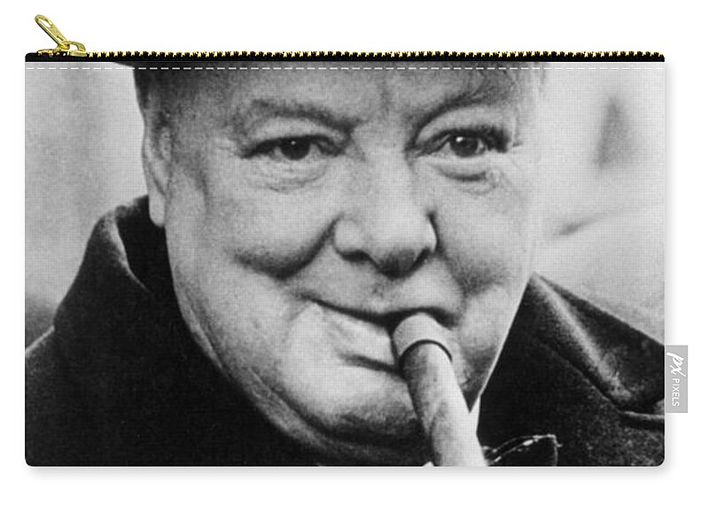 Churchill Zip Pouch featuring the photograph Winston Churchill by English School