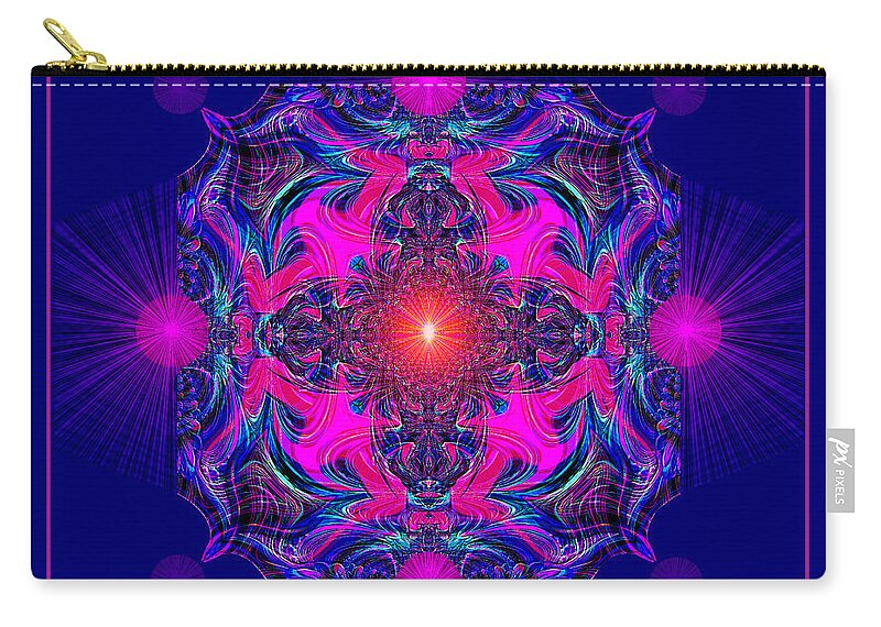 1028 Zip Pouch featuring the painting 1028 - A Mandala purple and pink 2017 by Irmgard Schoendorf Welch
