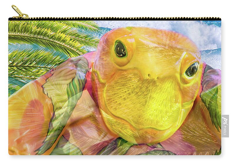 Sea Turtle Zip Pouch featuring the mixed media 10795 Sea Turtle by Pamela Williams