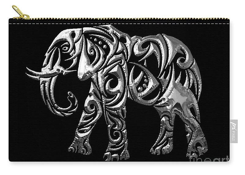 Elephant Zip Pouch featuring the mixed media Elephant Collection #11 by Marvin Blaine