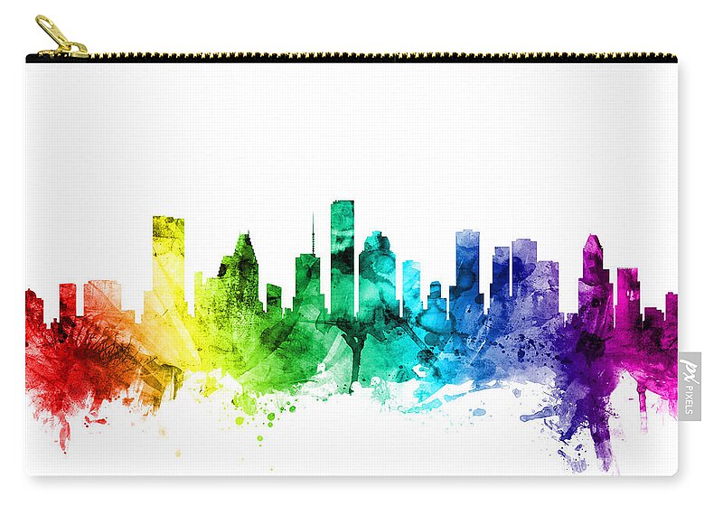 United States Zip Pouch featuring the digital art Houston Texas Skyline #11 by Michael Tompsett