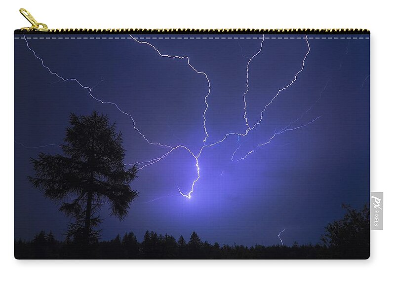 Lightning Zip Pouch featuring the photograph Lightning #11 by Mariel Mcmeeking