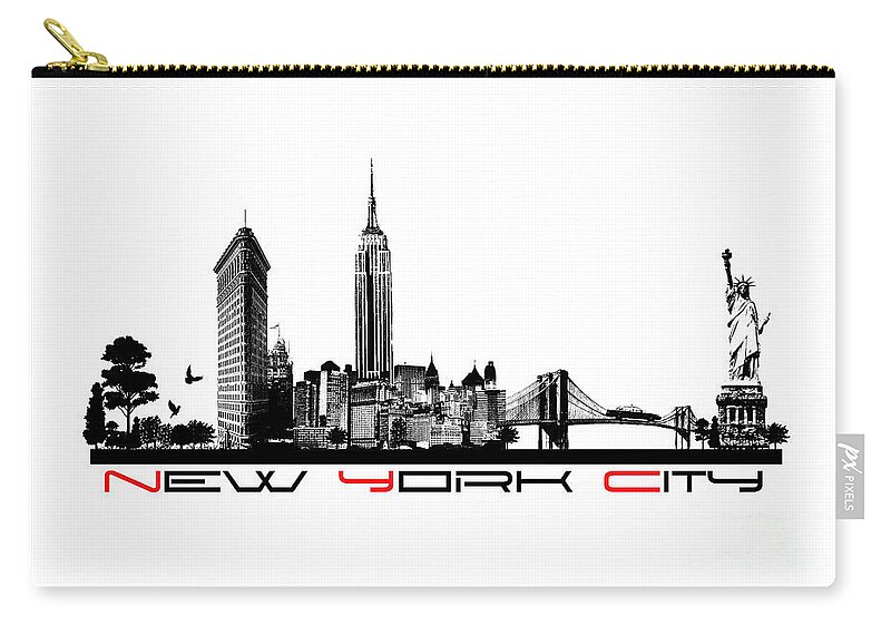 New York Zip Pouch featuring the digital art New York city skyline #11 by Justyna Jaszke JBJart