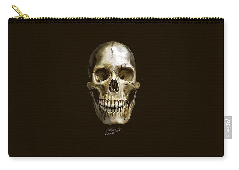 Skull Zip Pouch featuring the digital art Skull #11 by Super Lovely