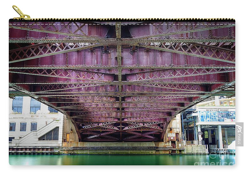 Chicago Zip Pouch featuring the photograph 1136 Under the Dearborn Street Bridge by Steve Sturgill