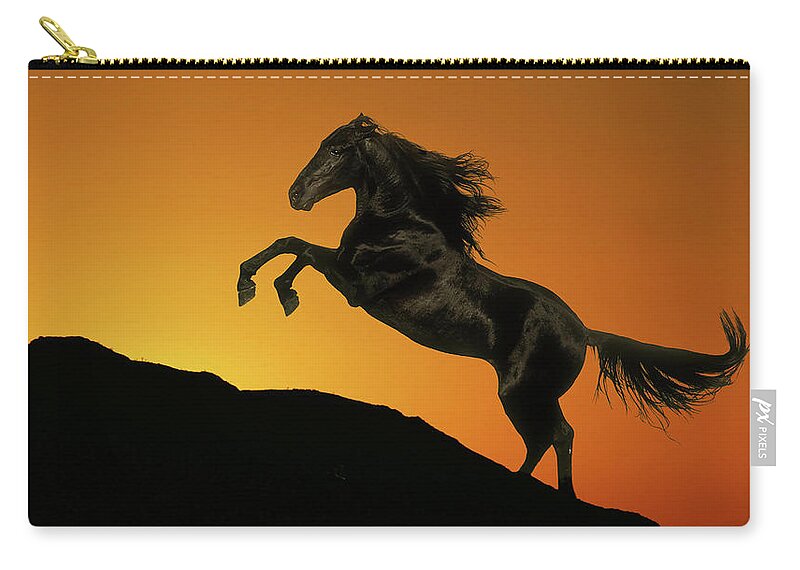 Horse Zip Pouch featuring the digital art Horse #12 by Maye Loeser