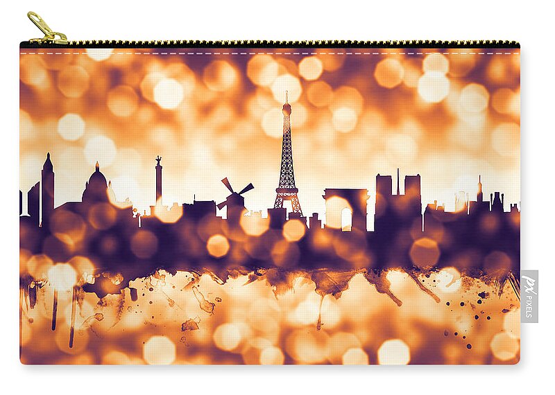 Paris Zip Pouch featuring the digital art Paris France Skyline #12 by Michael Tompsett