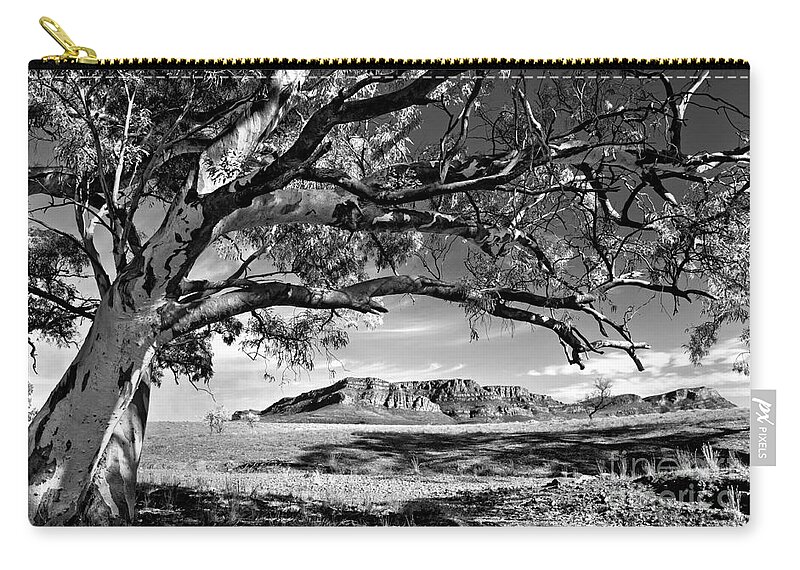 Wilpena Pound Flinders Ranges South Australia Outback Landscape B&w Black And White Monochrome Zip Pouch featuring the photograph Wilpena Pound #12 by Bill Robinson