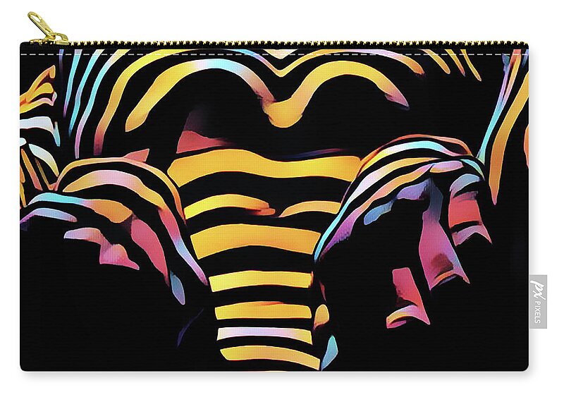 Aroused Zip Pouch featuring the digital art 1276s-AK Aroused Woman Zebra Striped Body rendered in Composition style by Chris Maher