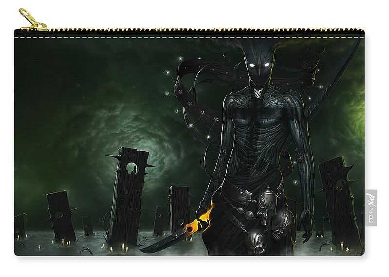 Demon Zip Pouch featuring the digital art Demon #13 by Super Lovely