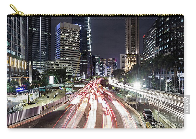 Indonesia Zip Pouch featuring the photograph Jakarta night rush #14 by Didier Marti