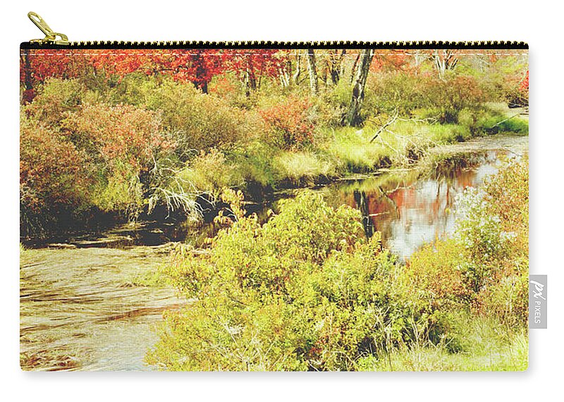 Tunkhannock Creek Zip Pouch featuring the photograph Stream in Autumn, Pocono Mountains, Pennsylvania #8 by A Macarthur Gurmankin
