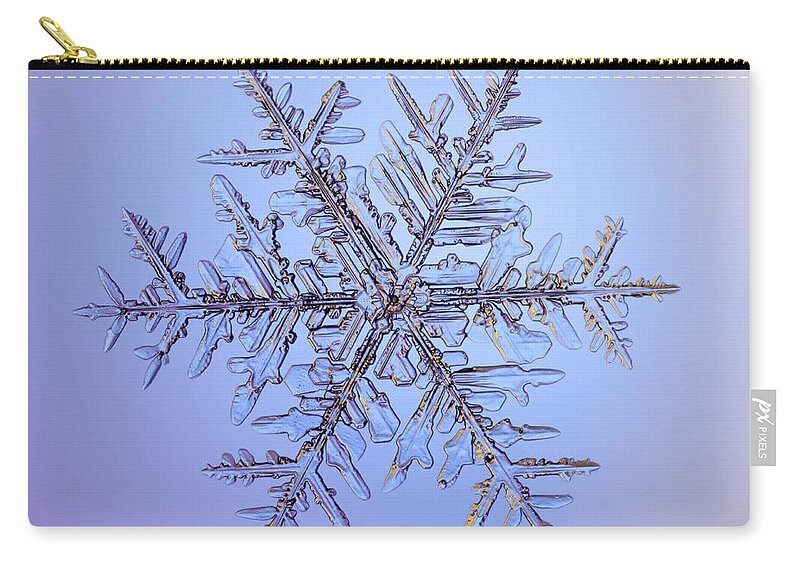 Snow Zip Pouch featuring the photograph Snowflake #140 by Ted Kinsman