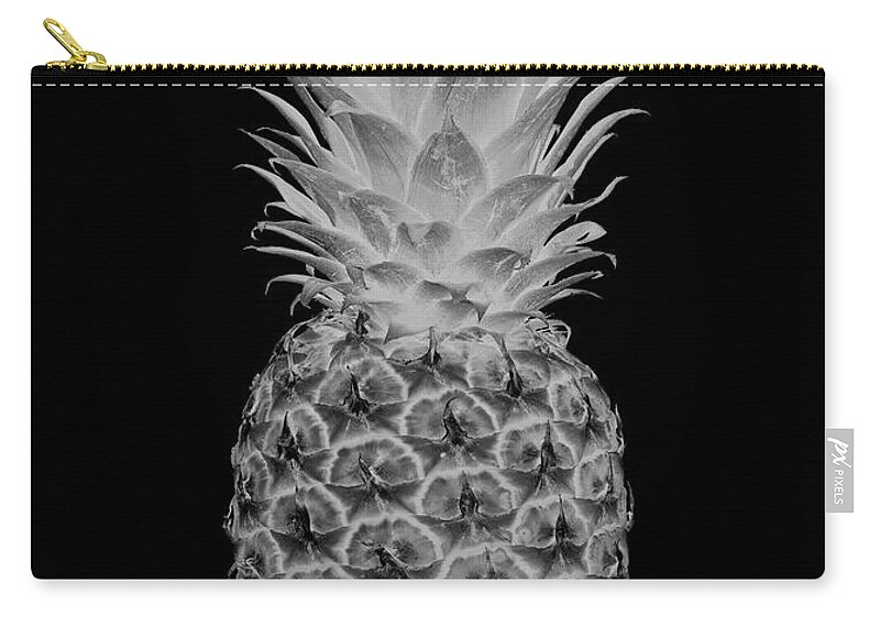 Abstract Zip Pouch featuring the digital art 14b Artistic Glowing Pineapple Digital Art Greyscale by Ricardos Creations