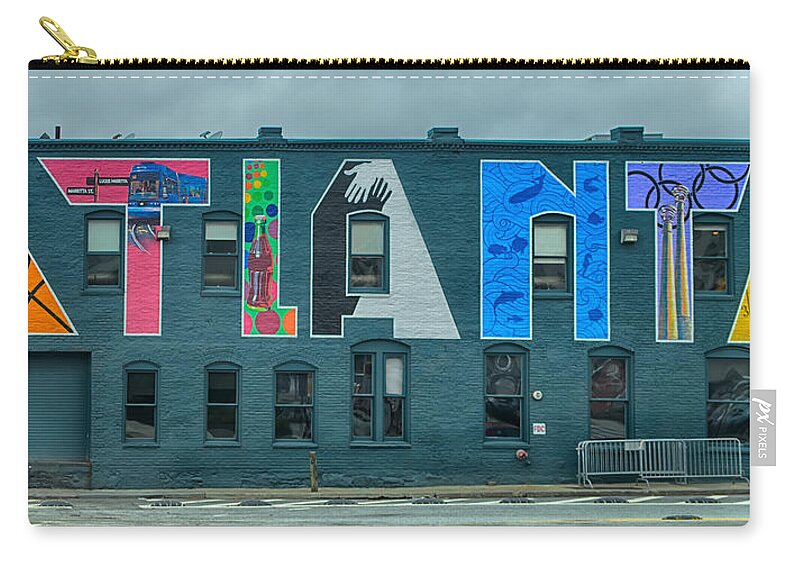 International Zip Pouch featuring the photograph Atlanta Downtown Skyline Scenes In January On Cloudy Day #15 by Alex Grichenko