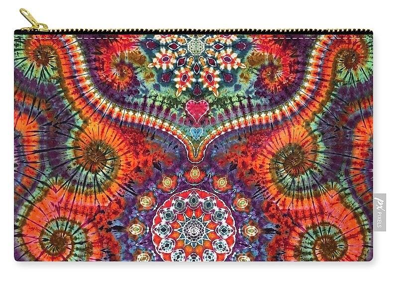 Rob Norwood Tie Dye Tapestry Tapestries. Sacred Geometry Psychedelic Art Zip Pouch featuring the digital art Rob Norwood by Rob Norwood