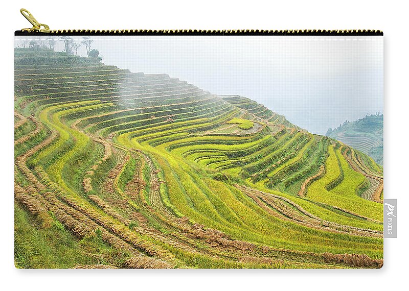 Terrace Zip Pouch featuring the photograph Terrace fields scenery in autumn #15 by Carl Ning