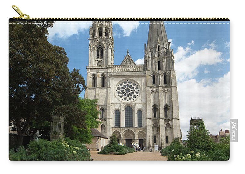 Architecture Zip Pouch featuring the digital art Notre Dame de Chartes Cathedral #16 by Carol Ailles