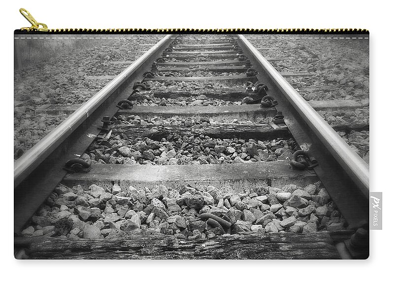 Lines Zip Pouch featuring the photograph Railway tracks #17 by Les Cunliffe