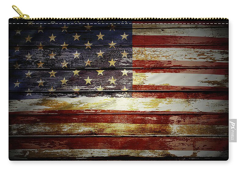 Flag Zip Pouch featuring the photograph American flag 66 by Les Cunliffe