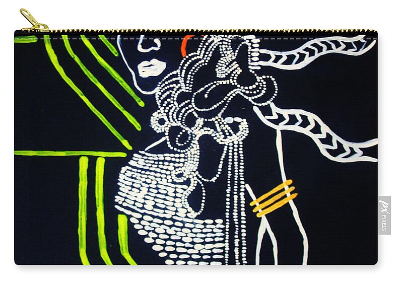 Jesus Zip Pouch featuring the painting Dinka Lady - South Sudan #19 by Gloria Ssali