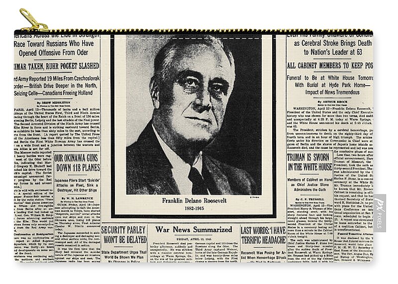 1945 Zip Pouch featuring the photograph Franklin D. Roosevelt #19 by Granger