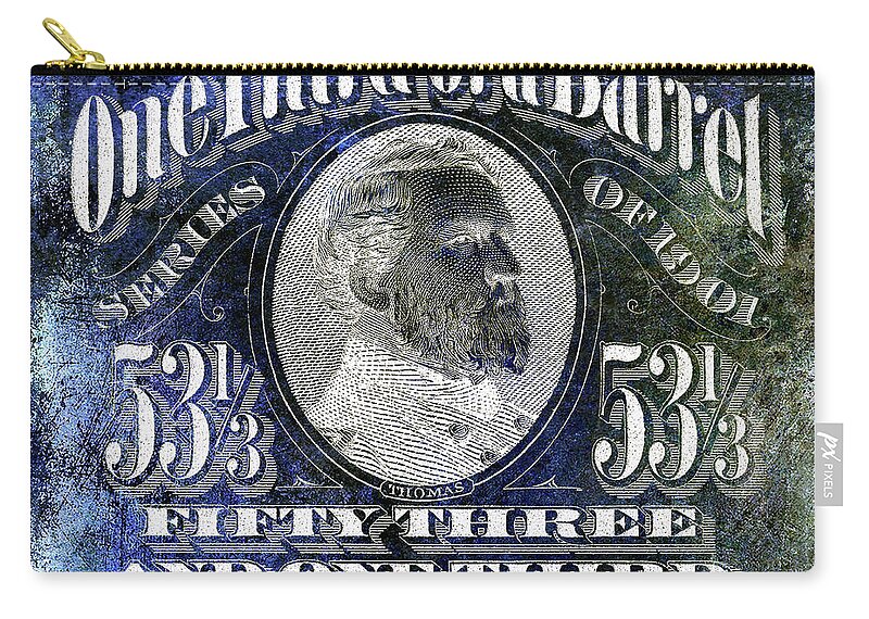 Beer Tax Stamp Zip Pouch featuring the photograph 1901 One Third Beer Barrel Tax Stamp Blue by Jon Neidert