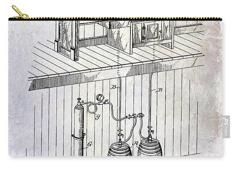 Beer Zip Pouch featuring the photograph 1902 Beer Draft Patent by Jon Neidert