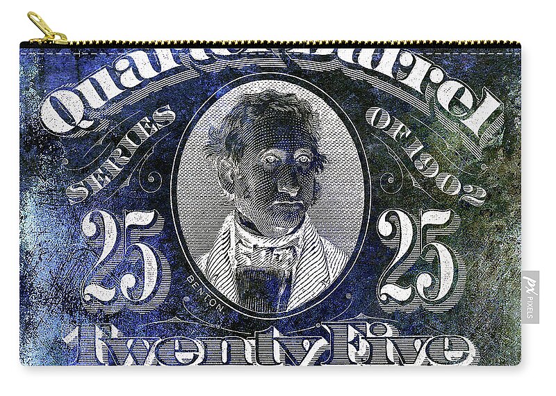 Beer Tax Stamp Zip Pouch featuring the photograph 1902 Quarter Beer Barrel Tax Stamp Blue by Jon Neidert