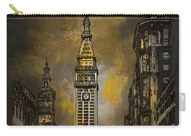 New York Zip Pouch featuring the digital art 1910y Madison Avenue NY. by Andrzej Szczerski