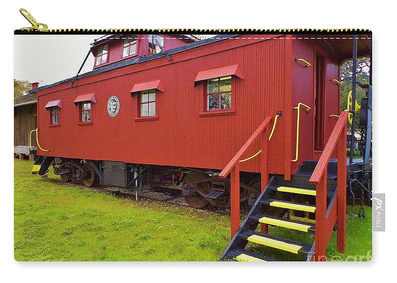 Caboose Zip Pouch featuring the photograph 1917 Red Caboose by D Hackett
