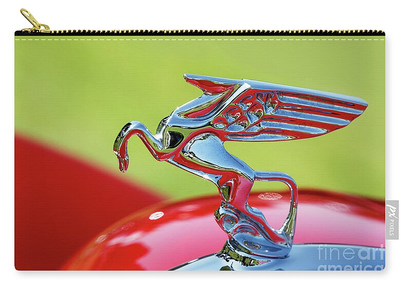1935 Zip Pouch featuring the photograph 1935 Amilcar hood Ornament by Dennis Hedberg