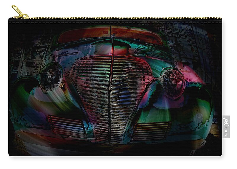 Car Zip Pouch featuring the photograph 1939 Chevy In a Biubble Car Abstract by Lesa Fine