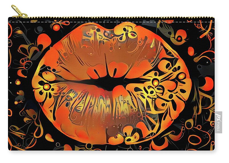 Beauty Zip Pouch featuring the digital art Kissing Lips #194 by Amy Cicconi