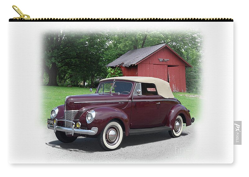 1940 Zip Pouch featuring the photograph 1940 Ford Deluxe Convertible by Ron Long